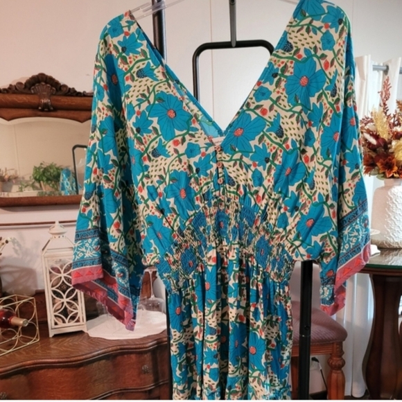 NATURAL LIFE Blue and Orange Floral Mini Dress - Picture 6 of 6